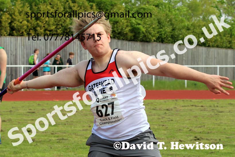 Mens Under-20s Javelin, 2023 North Eastern Track and Field Champs., Middlesbrough Sports Village, Middlesbrough. Photo: David T. Hewitson/Sports for All Pics